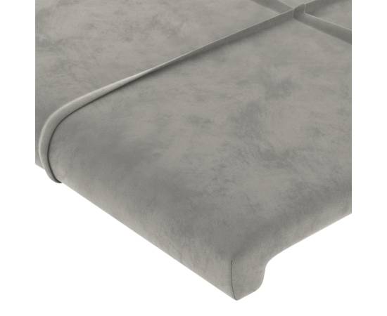 Tăblie de pat cu led, gri deschis, 183x16x78/88 cm, catifea, 5 image
