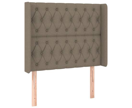 Tăblie de pat cu led, gri taupe, 103x16x118/128 cm, textil, 3 image