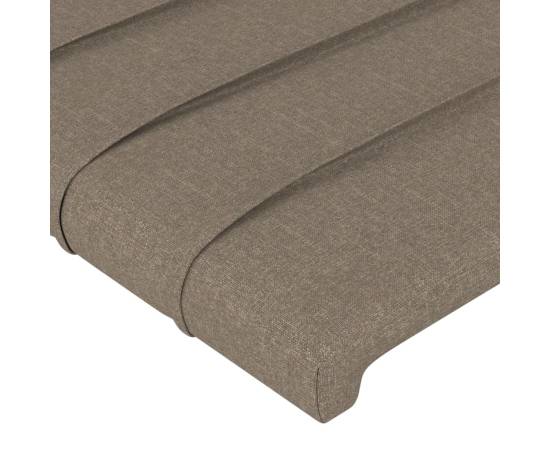 Tăblie de pat cu led, gri taupe, 183x16x118/128 cm, textil, 5 image