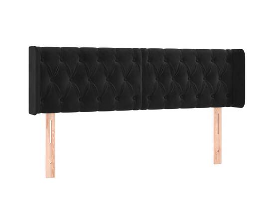 Tăblie de pat cu led, negru, 163x16x78/88 cm, catifea, 3 image