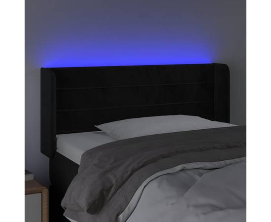 Tăblie de pat cu led, negru, 93x16x78/88 cm, catifea, 4 image