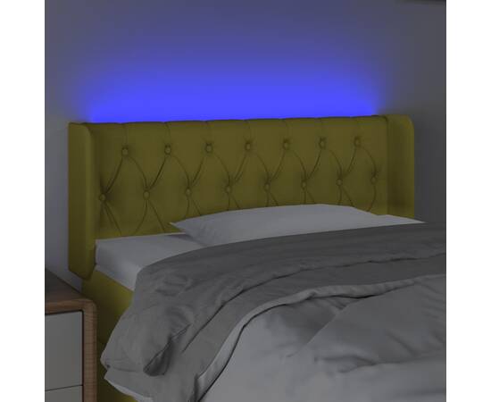 Tăblie de pat cu led, verde, 103x16x78/88 cm, textil, 4 image