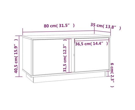 Comodă tv, maro miere, 80x35x40,5 cm, lemn masiv de pin, 10 image