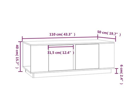 Măsuță de cafea, 110x50x40 cm, lemn masiv de pin, 9 image