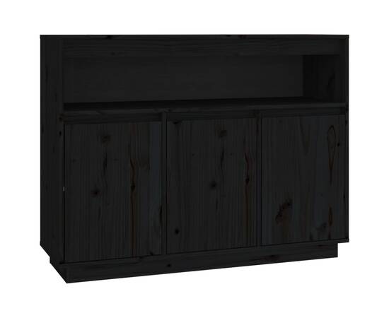 Servantă, negru, 104,5x34x80 cm, lemn masiv de pin, 2 image
