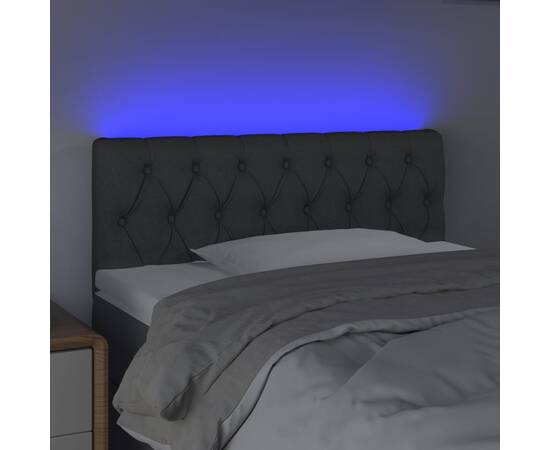 Tăblie de pat cu led, gri închis, 100x7x78/88 cm, textil, 3 image