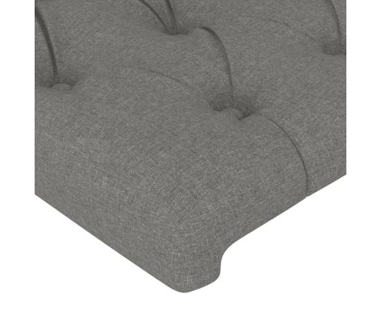 Tăblie de pat cu led, gri închis, 203x16x118/128 cm, textil, 5 image