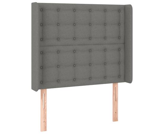 Tăblie de pat cu led, gri închis, 83x16x118/128 cm, textil, 3 image