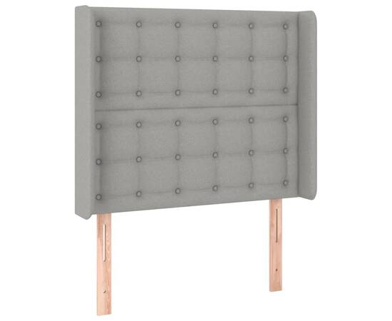 Tăblie de pat cu led, gri deschis, 103x16x118/128 cm, textil, 3 image
