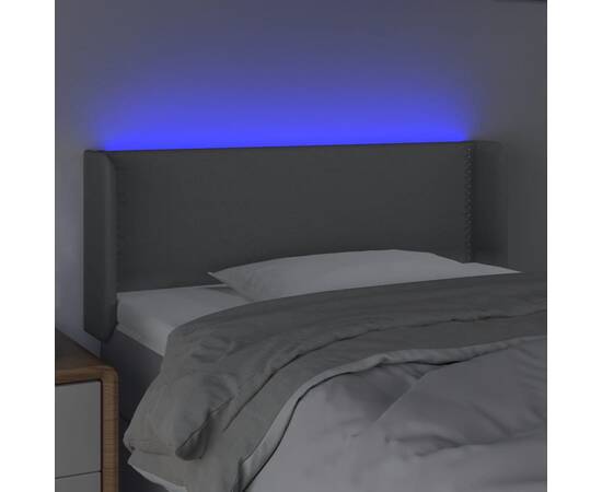 Tăblie de pat cu led, gri deschis, 103x16x78/88 cm, textil, 4 image