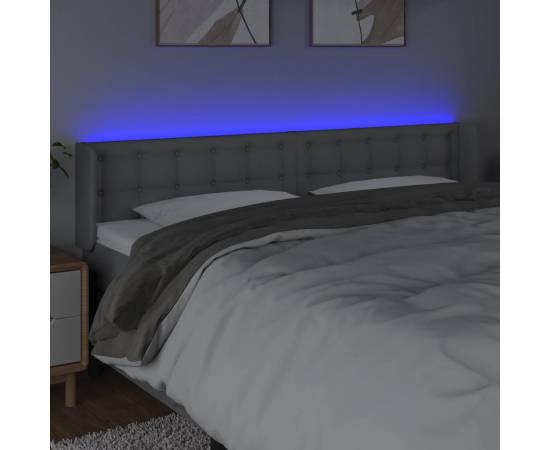 Tăblie de pat cu led, gri deschis, 183x16x78/88 cm, textil, 4 image