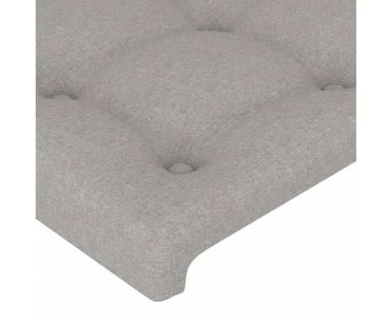 Tăblie de pat cu led, gri deschis, 183x16x78/88 cm, textil, 5 image