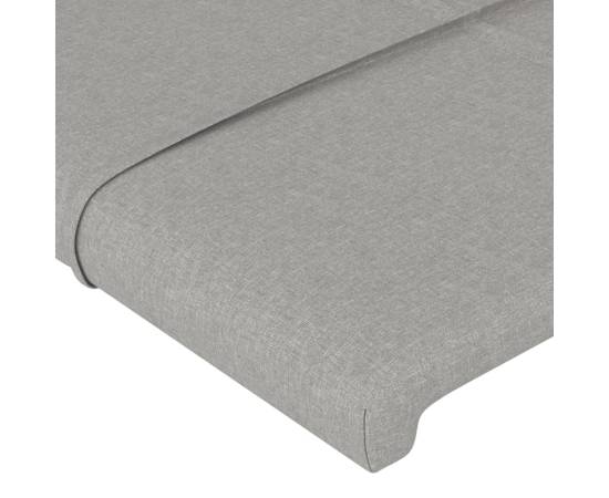 Tăblie de pat cu led, gri deschis, 203x16x118/128 cm, textil, 5 image