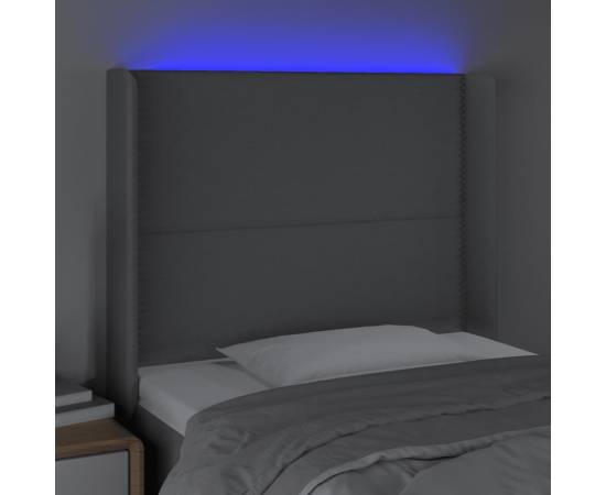Tăblie de pat cu led, gri deschis, 83x16x118/128 cm, textil, 4 image