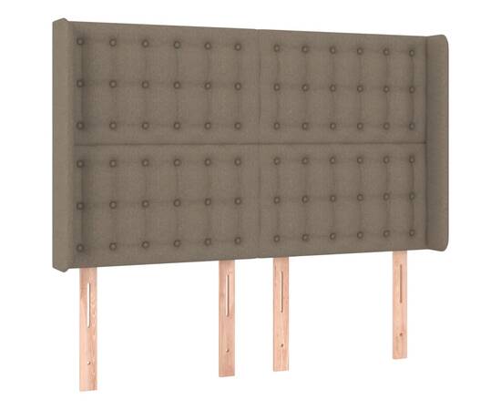 Tăblie de pat cu led, gri taupe, 147x16x118/128 cm, textil, 3 image