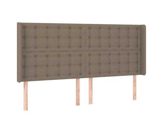 Tăblie de pat cu led, gri taupe, 203x16x118/128 cm, textil, 3 image