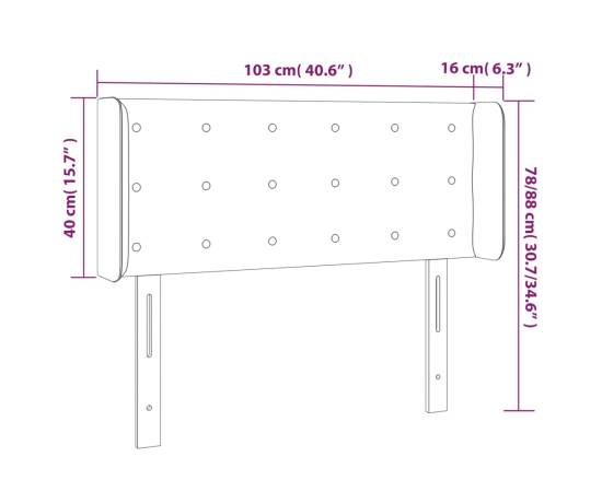 Tăblie de pat cu led, negru, 103x16x78/88 cm, catifea, 6 image