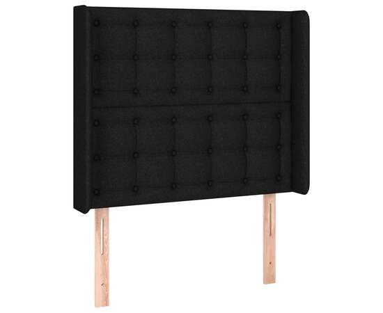 Tăblie de pat cu led, negru, 83x16x118/128 cm, textil, 3 image