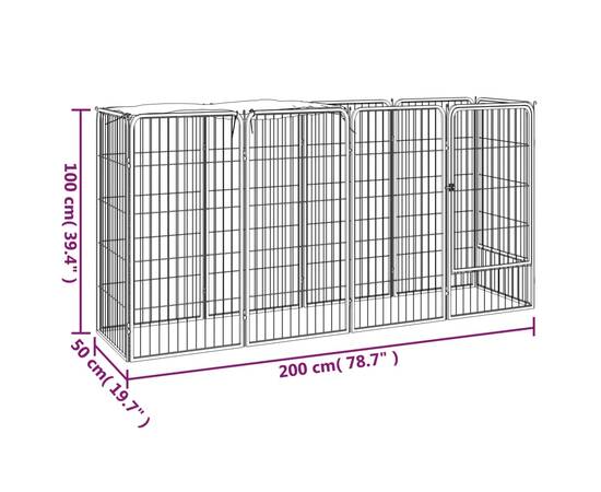 Țarc câini 10 panouri negru 50x100 cm oțel vopsit electrostatic, 6 image