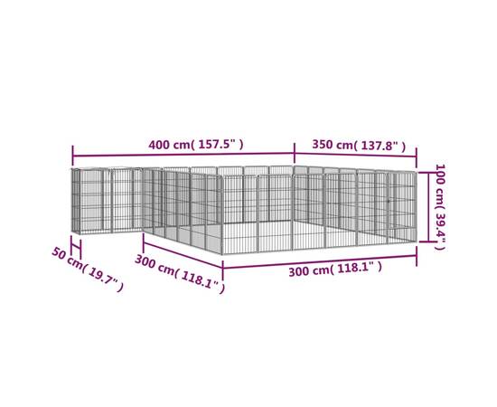 Țarc câini 30 panouri negru 50x100 cm oțel vopsit electrostatic, 6 image