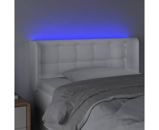 Tăblie de pat cu led, alb, 103x16x78/88 cm, piele ecologică, 4 image