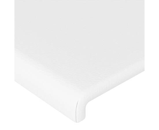Tăblie de pat cu led, alb, 147x16x118/128 cm, piele ecologică, 5 image