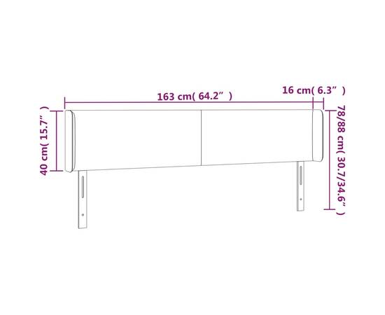 Tăblie de pat cu led, alb, 163x16x78/88 cm, piele ecologică, 6 image