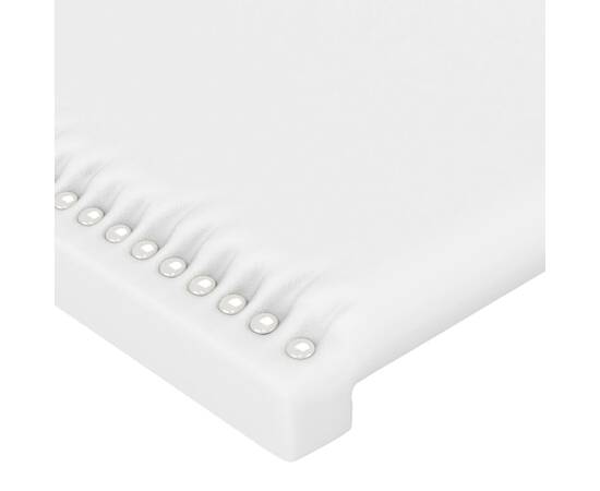 Tăblie de pat cu led, alb, 83x16x118/128 cm, piele ecologică, 5 image