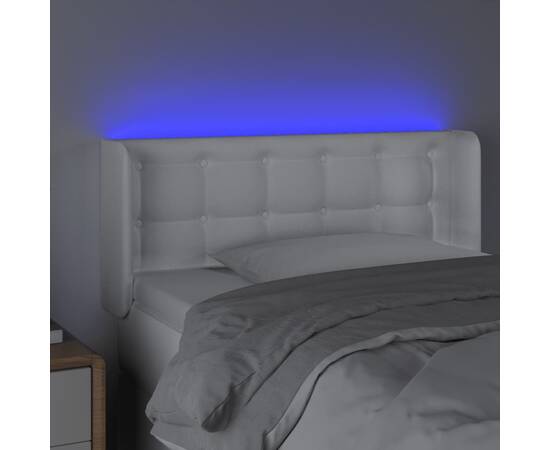 Tăblie de pat cu led, alb, 83x16x78/88 cm, piele ecologică, 4 image