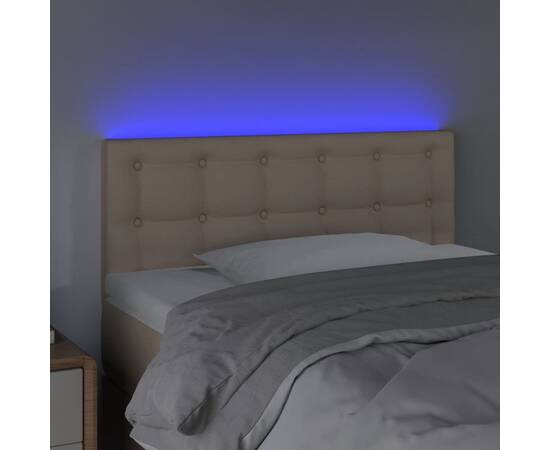 Tăblie de pat cu led, cappuccino, 80x5x78/88cm, piele ecologică, 3 image