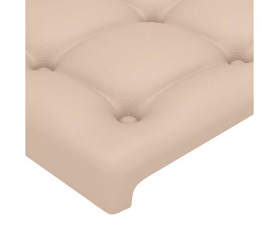 Tăblie de pat cu led, cappuccino 163x16x78/88cm piele ecologică, 5 image
