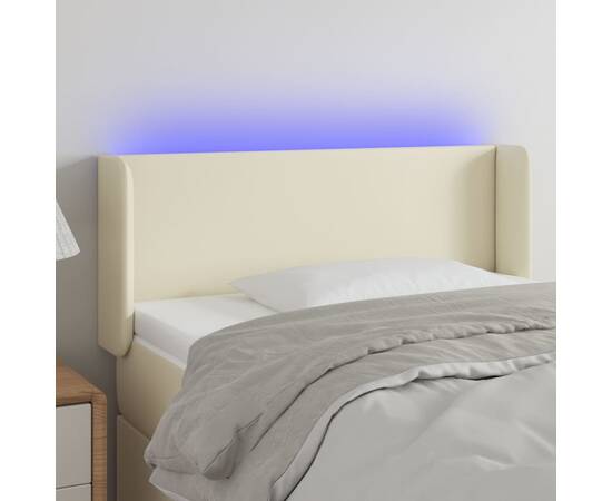 Tăblie de pat cu led, crem, 103x16x78/88 cm, piele ecologică