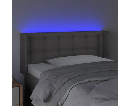 Tăblie de pat cu led, gri, 83x16x78/88 cm, piele ecologică, 4 image