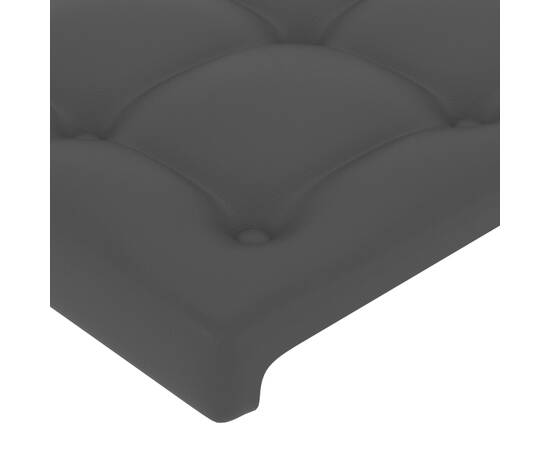 Tăblie de pat cu led, negru, 203x16x78/88 cm, piele ecologică, 5 image