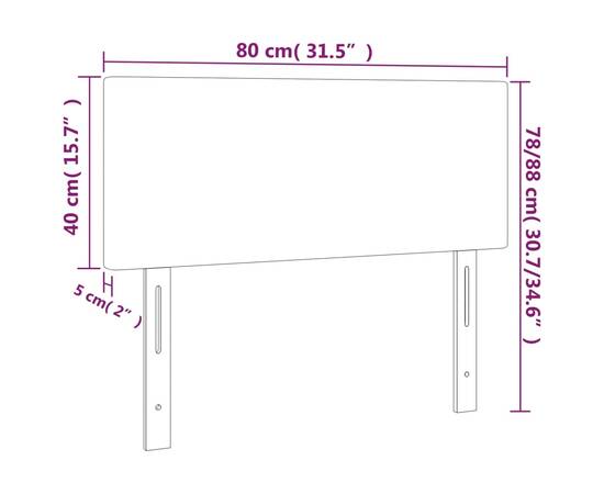 Tăblie de pat cu led, negru, 80x5x78/88 cm, piele ecologică, 6 image