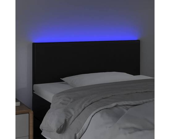 Tăblie de pat cu led, negru, 80x5x78/88 cm, piele ecologică, 3 image