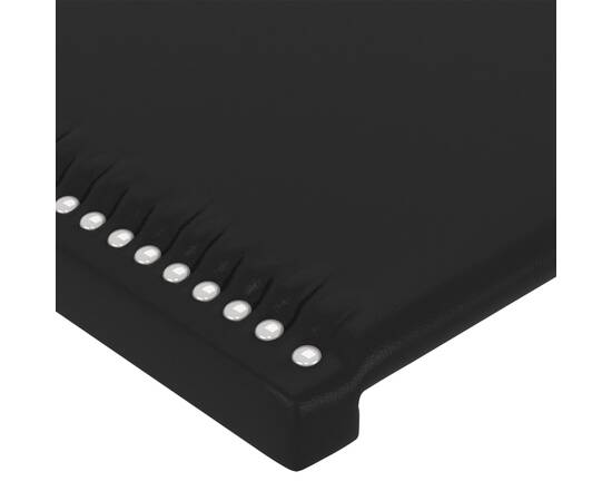 Tăblie de pat cu led, negru, 83x16x118/128 cm, piele ecologică, 5 image