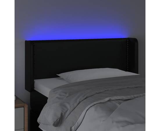 Tăblie de pat cu led, negru, 93x16x78/88 cm, piele ecologică, 4 image