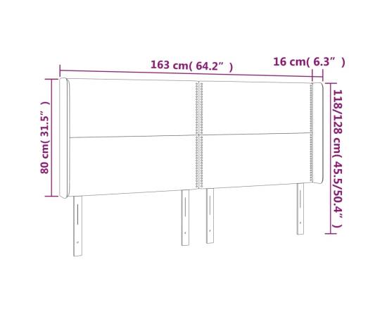 Tăblie de pat cu led, roz, 163x16x118/128 cm, catifea, 6 image