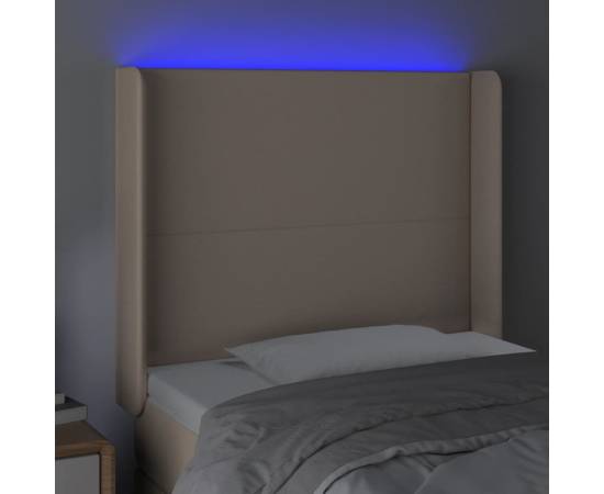 Tăblie de pat cu led cappuccino 83x16x118/128cm piele ecologică, 4 image