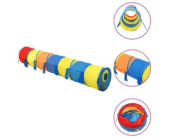 Tunel de joacă pt copii, 250 bile, multicolor, 245 cm poliester, 3 image