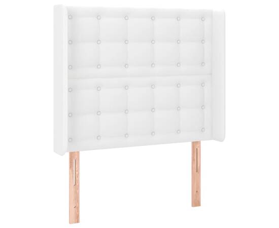 Tăblie de pat cu led, alb, 103x16x118/128 cm, piele ecologică, 3 image