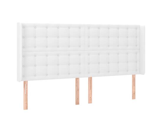 Tăblie de pat cu led, alb, 183x16x118/128 cm, piele ecologică, 3 image