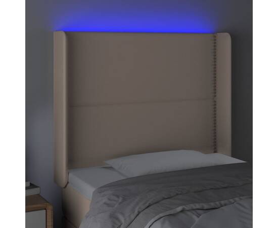 Tăblie de pat cu led, cappuccino, 103x16x118/128 cm, piele eco, 4 image