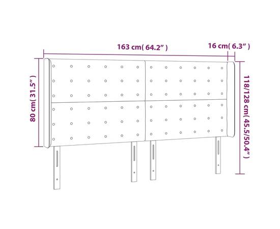 Tăblie de pat cu led, cappuccino, 163x16x118/128 cm, piele eco, 6 image