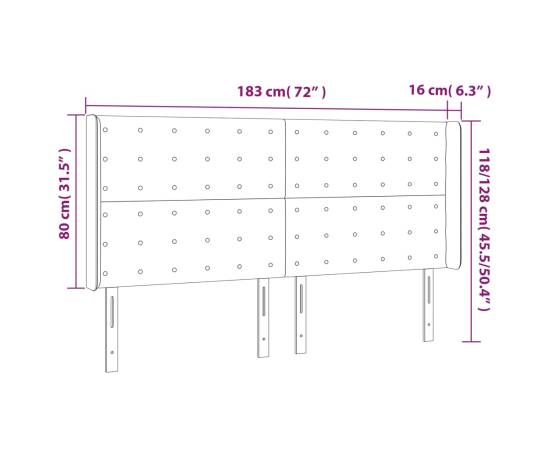 Tăblie de pat cu led, cappuccino, 183x16x118/128 cm, piele eco, 6 image