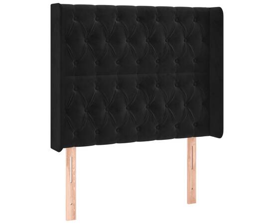 Tăblie de pat cu led, negru, 103x16x118/128 cm, catifea, 3 image