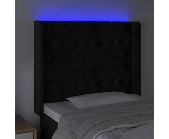 Tăblie de pat cu led, negru, 103x16x118/128 cm, catifea, 4 image