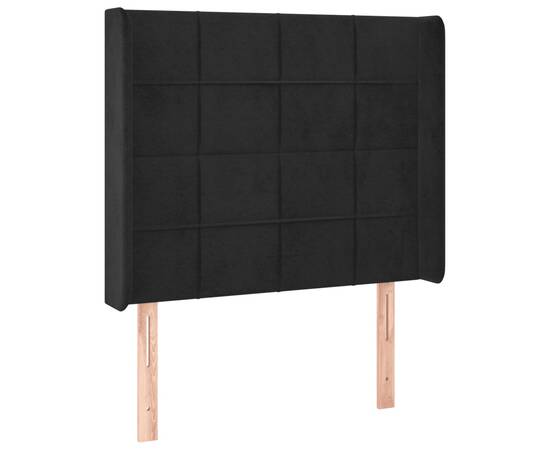 Tăblie de pat cu led, negru, 83x16x118/128 cm, catifea, 3 image