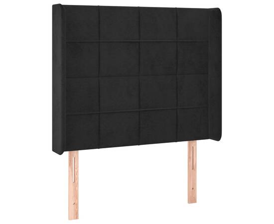 Tăblie de pat cu led, negru, 93x16x118/128 cm, catifea, 3 image